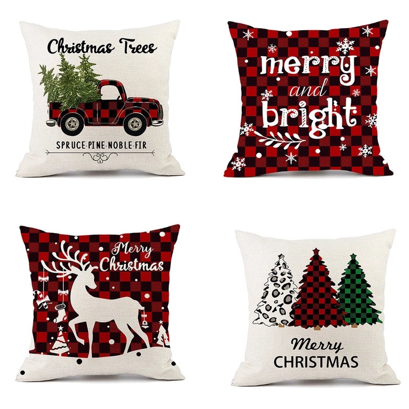 Christmas Ethnic Letter Elk Pillow Covers for Couch Sofa Decor | Home Decor Cushions
