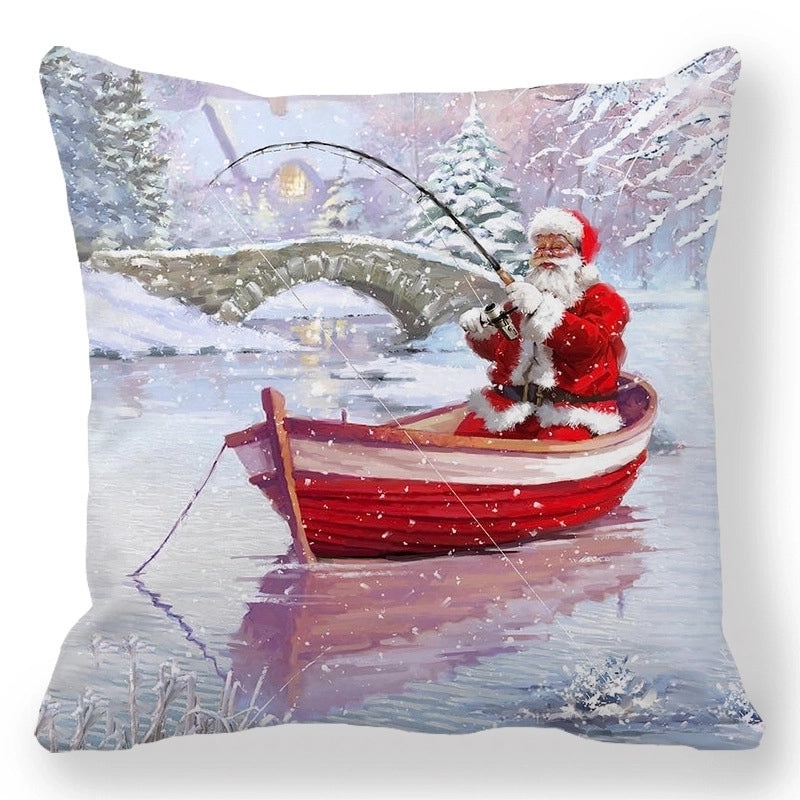 Christmas Holiday Cotton Pillow Covers with Santa Elk Design for Sofa Couch Decor|Home Decor