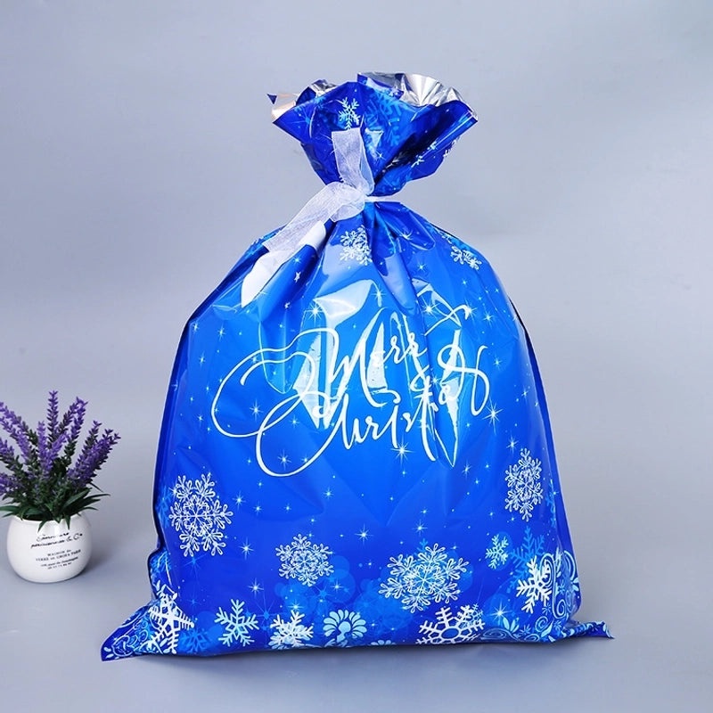 Christmas Holiday Santa Snowman Snowflake PE Party Favor Gift Bags | Holiday Party Supplies