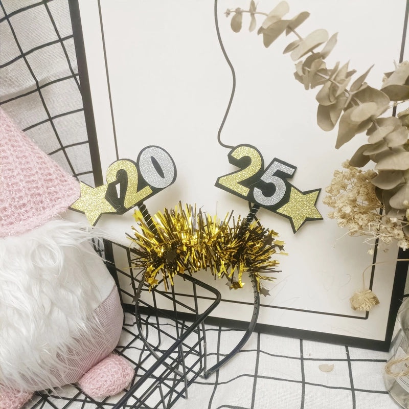 2025 New Year Party Hair Hoop - Festive Dress-Up Photo Props | Holiday Accessories