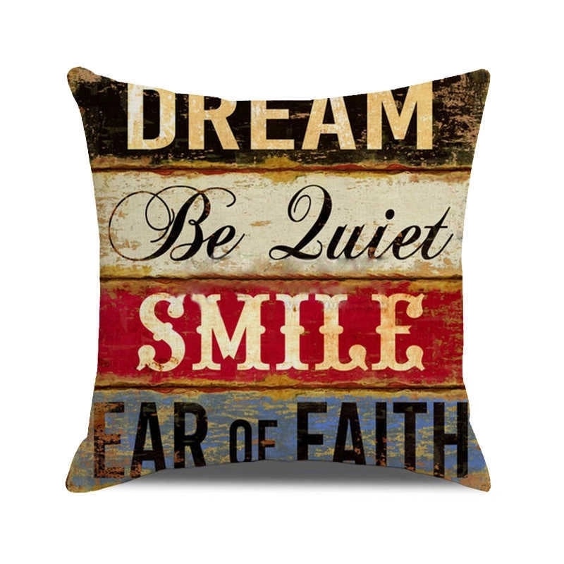 Vintage Letter Print Polyester Pillow Covers|Home Decor Pillows