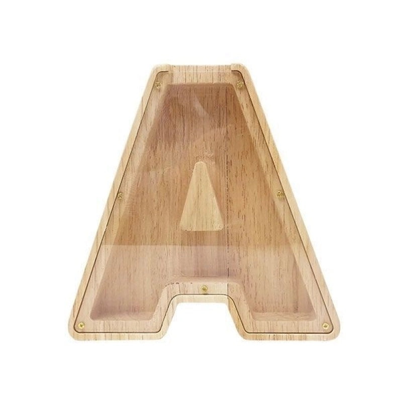 Personalized Wooden English Letter Piggy Bank Coin Cash Box|Home Decor & Storage