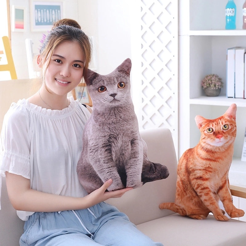 Adorable 3D Cat Plush Pillow Soft Nap Cushion for Sofa and Bed | Home Decor Cushion