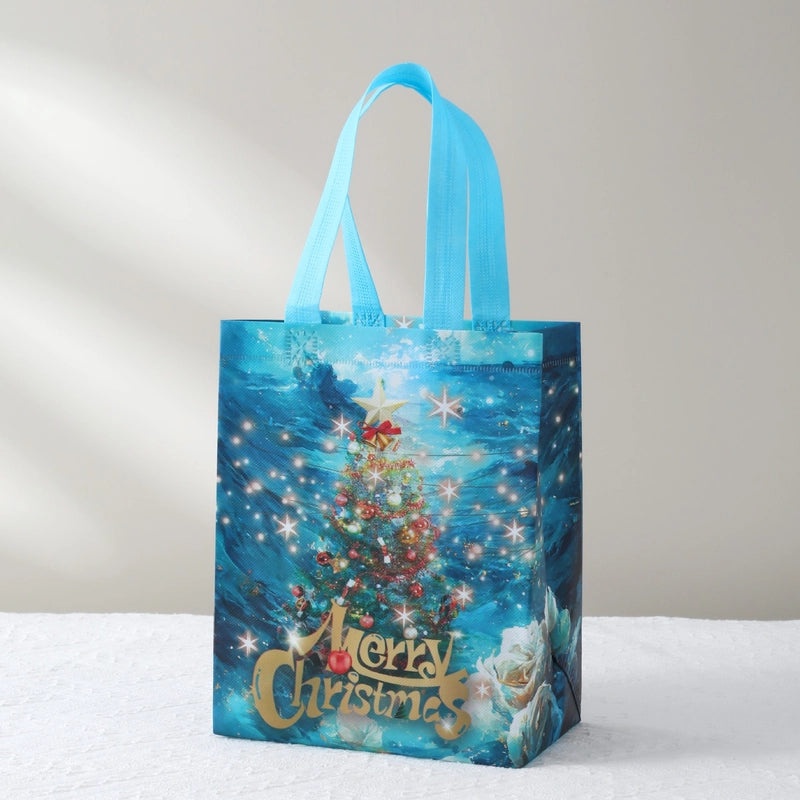 Festive Christmas Tree and Santa Claus Nonwoven Gift Bags for Party Favors|Holiday Party Supplies