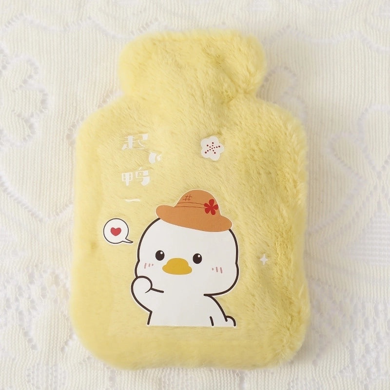 Cute Plush Rabbit Fur Hot Water Bottle Portable Teddy Bear Hand Warmer Winter Heating Pad Cartoon Explosion-Proof | Home & Living