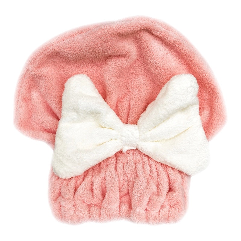 Coral Fleece Bowknot Hair Drying Cap Quick-Dry Absorbent Bath Shower Hat for Women|Hair Care Accessories