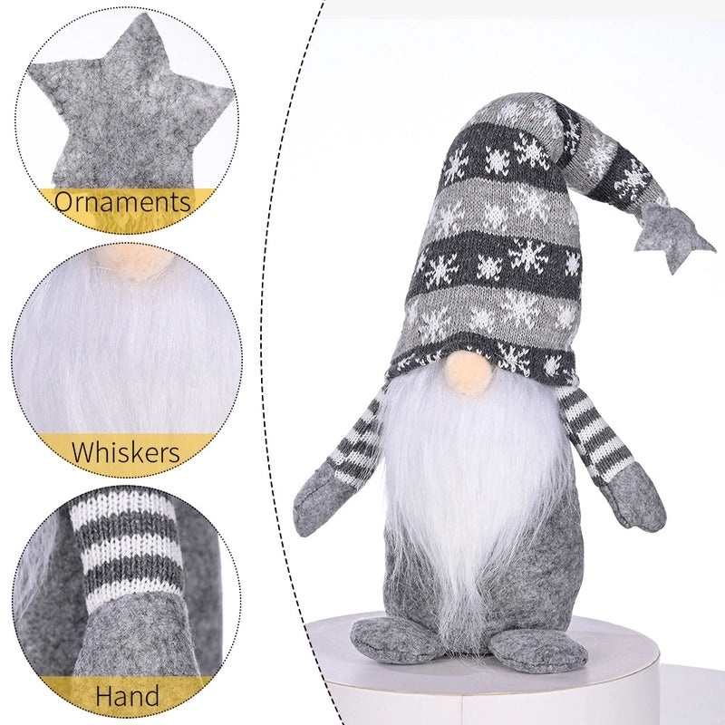 Festive Knitted Hat with Christmas Star, Snowflake, and Rudolph Decorations|Holiday Accessories