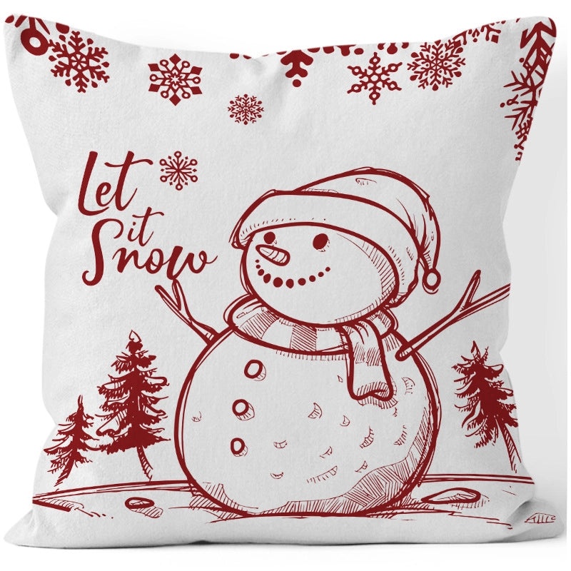 Festive Christmas Tree and Snowman Plush Pillow Covers|Home Decor Pillows