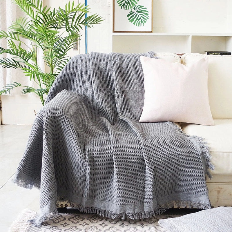 Nordic Minimalist Waffle Sofa Blanket Protective Dust Cover Full Fabric Sofa Towel|Home Textile Accessories