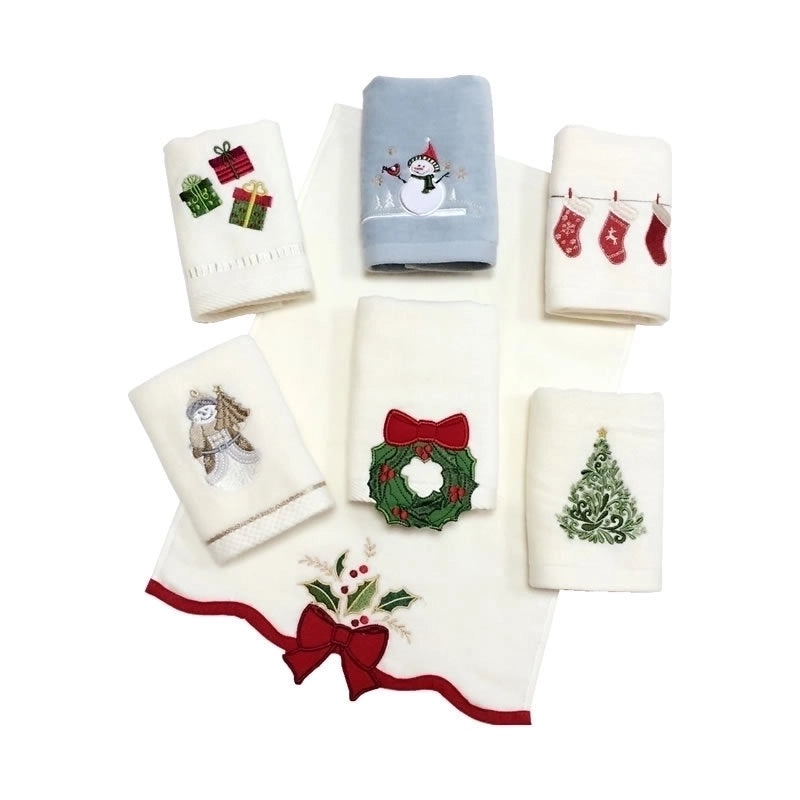 Christmas Tree Bow Knot Cotton Towel Soft Holiday Hand Towel | Home & Living Towels