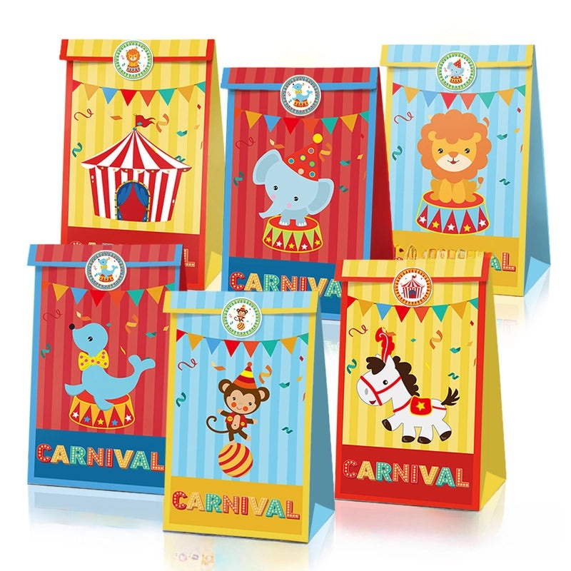 Cartoon Animal Farm Kraft Paper Party Gift Bags for Food Candy and Birthday Treats | Party Supplies