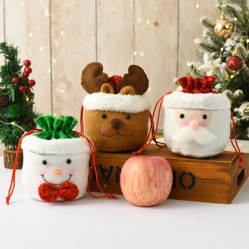 Festive Christmas Gift Bags with Cute Santa Snowman Cartoon Design for Family Party|Holiday Gift Bags