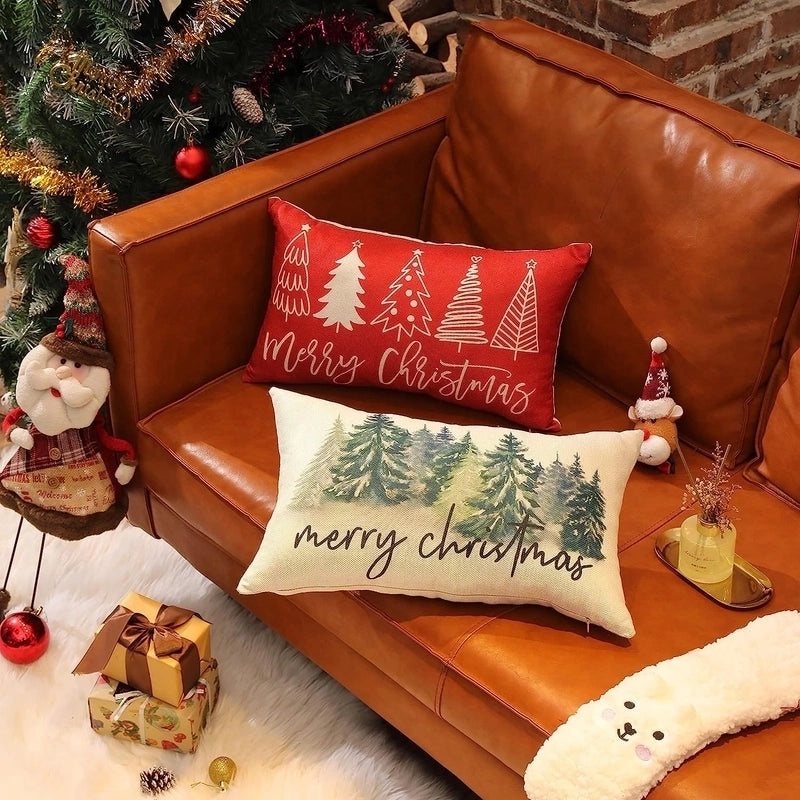Christmas Holiday Linen Pillow Covers for Couch & Sofa | Home Decor
