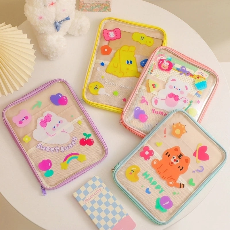 Girls Cute Summer Cartoon Clear PVC 11 Inch iPad Tablet Sleeve|Kids Tablet Accessories