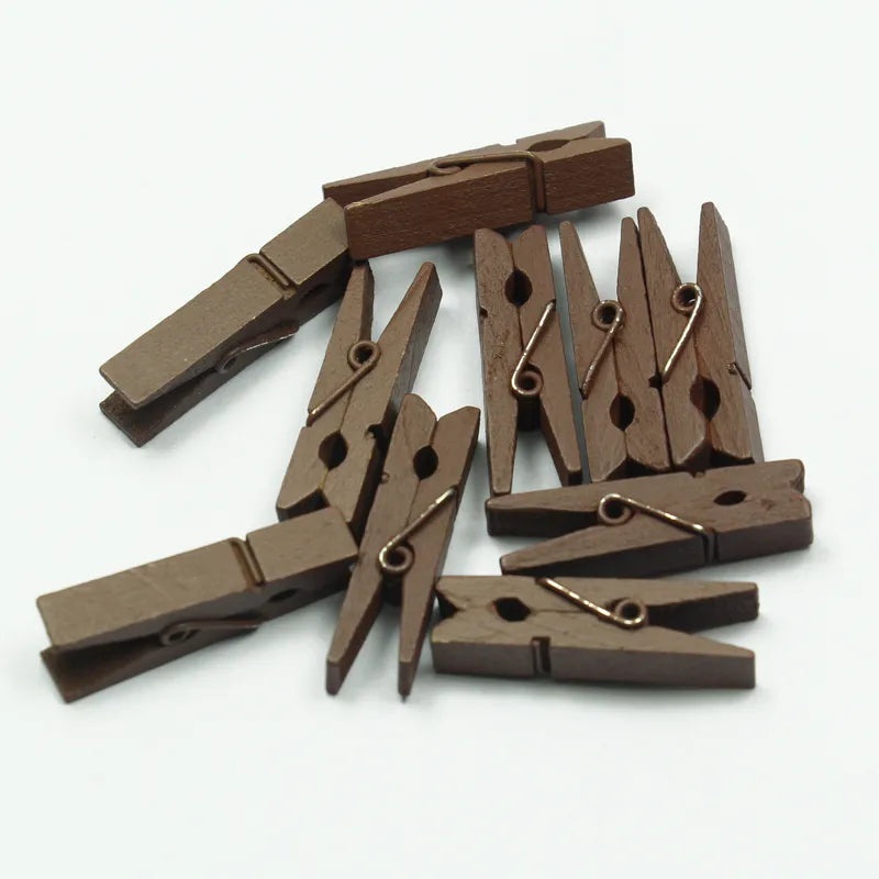 400 PCS Colorful Mini Wooden Clips 3.5x0.7cm with Hemp Rope Decorative Photo Clothes Pin|Home Decor Accessories