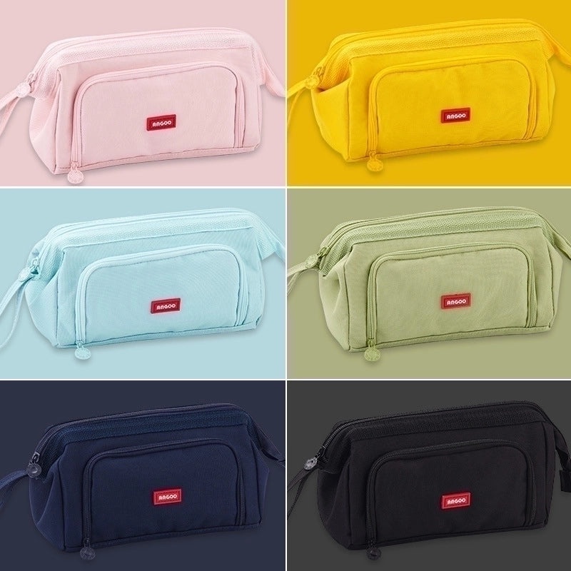 Minimalist Solid Color Polyester Pencil Case for School Use|Stationery & Office Supplies