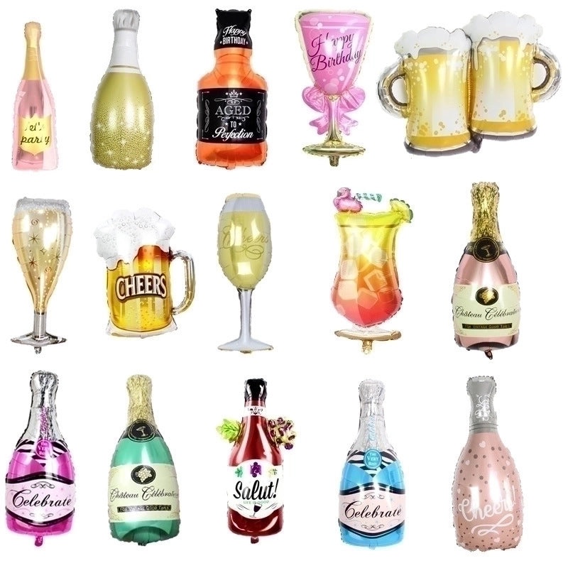 5 Pieces Romantic Beer & Wine Glass Balloons for Birthday Party Festival | Party Decorations Balloons