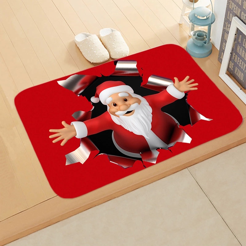 Festive Santa Claus Flannel Floor Mat for Holiday Decor|Home Decor