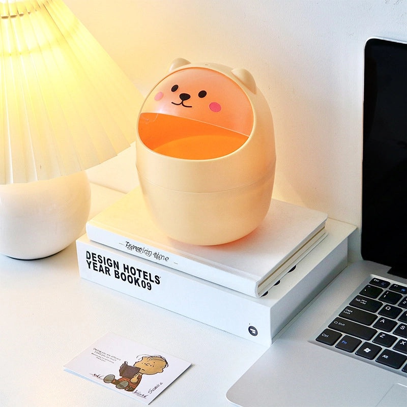 Cute Mini Desktop Trash Can with Lid for Home Dorm Office | Small Office Supplies