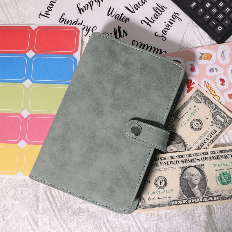 A6 Macaron Leather Refillable Loose-leaf Notebook with 12 Zipper Bags | Stationery & Office Supplies