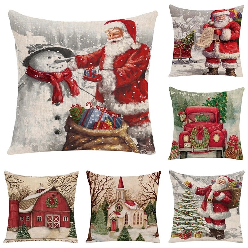 Christmas Santa Snowman Decorative Pillow Covers | Home Decor
