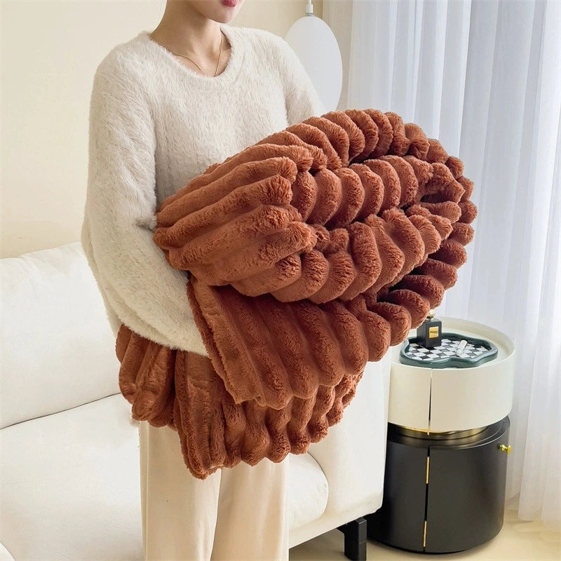 Rabbit Plush Multi-use Nap Blanket Soft Summer Aircon Quilt Small Sofa Car Cover Blanket|Home & Living Textiles
