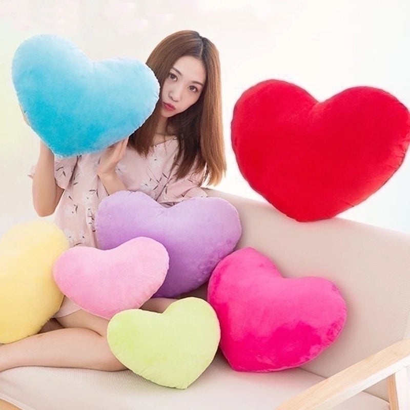 Heart Shaped Solid Color Plush Throw Pillow Soft PP Cotton Filling|Home Decor Cushions