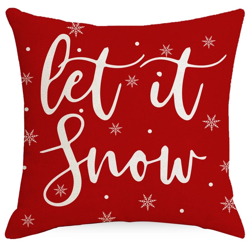 Christmas Tree Decorative Linen Pillow Covers with Festive Socks Letter Print|Home Decor Pillows