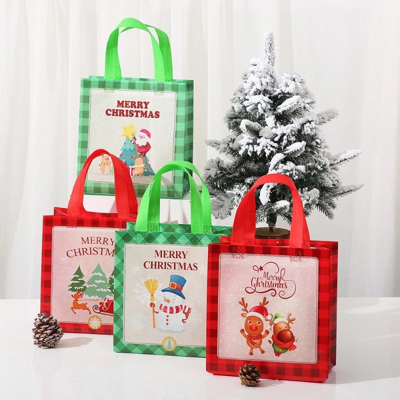 Christmas Minimalist Snowman Letter Nonwoven Gift Bags for Party Favors|Party Supplies & Gift Bags