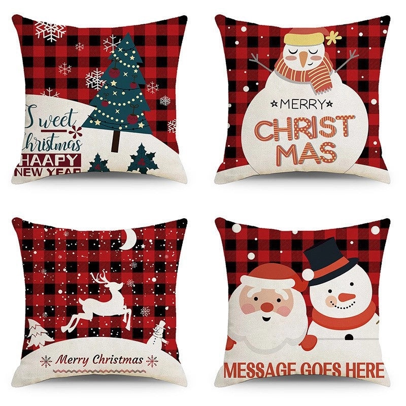 Christmas Geometric Snowflake Cartoon Cushion Cover for Couch Sofa | Home Decor & Cushions