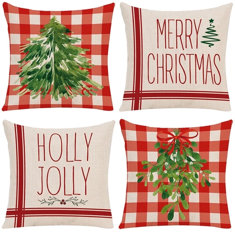 Christmas Tree and Elk Print Polyester Pillow Covers|Home Decor Pillows
