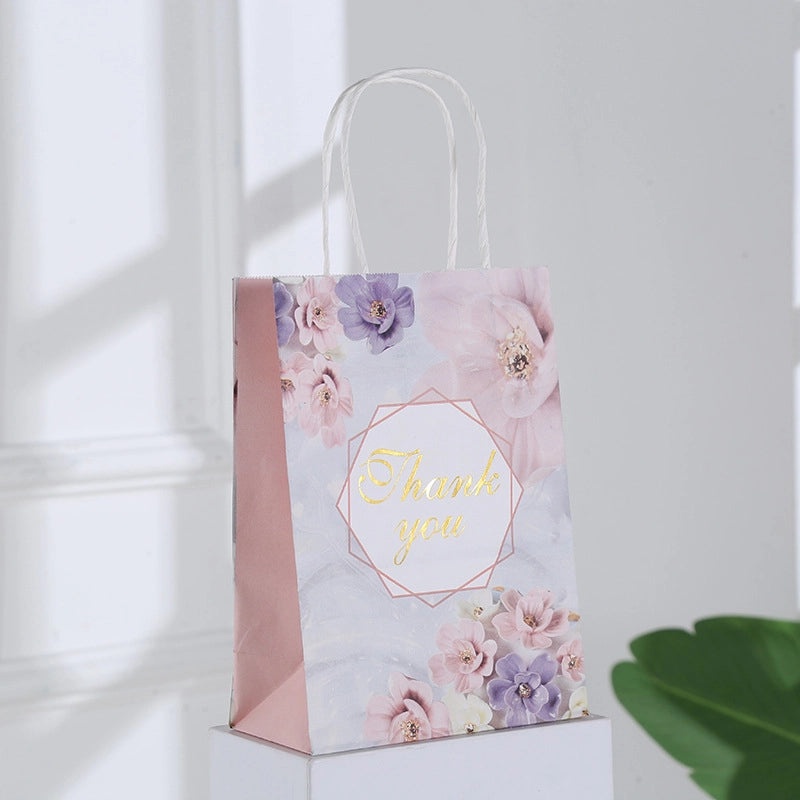 Foil Flower Kraft Paper Handheld Gift Bag|Gift Bags & Packaging