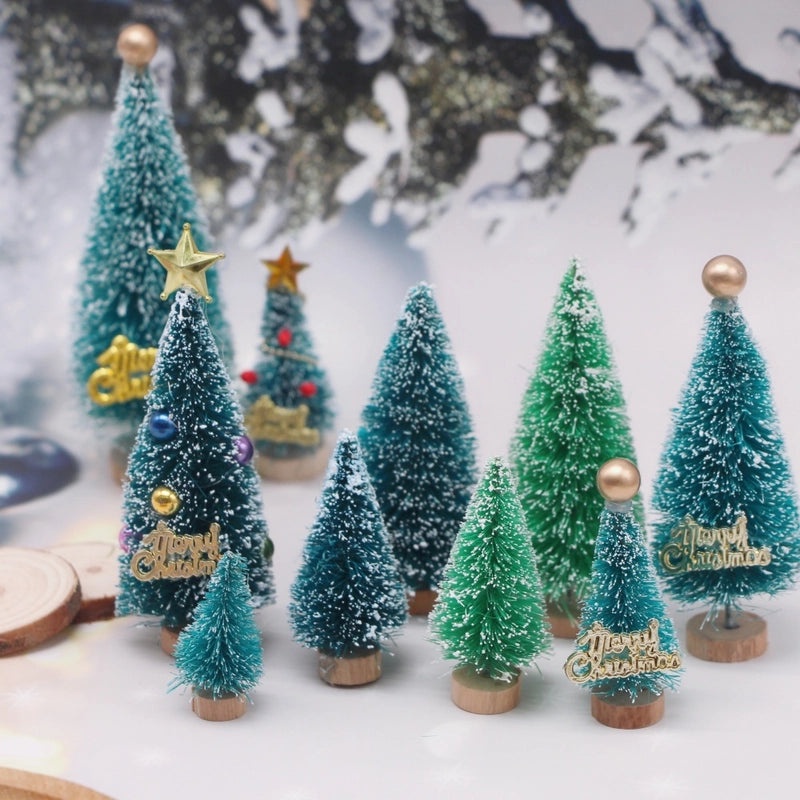 Miniature Snow Tower Pine Christmas Tree with Sisal Silk for Dollhouse Scene | Home Decor & Miniatures