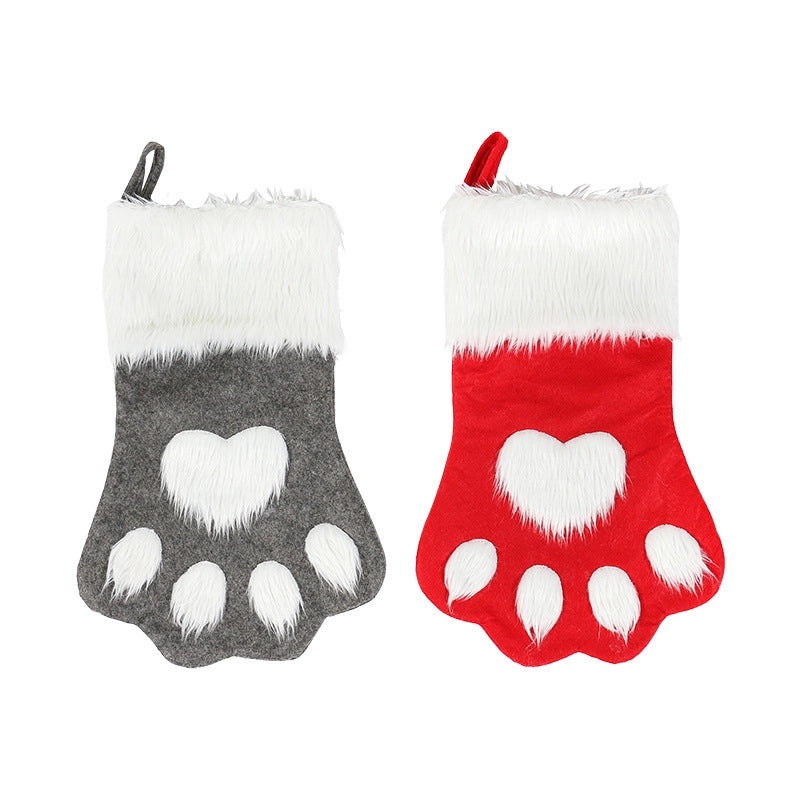 Festive Christmas Paw Print Nonwoven Gift Bags for Party Favors|Holiday Party Supplies