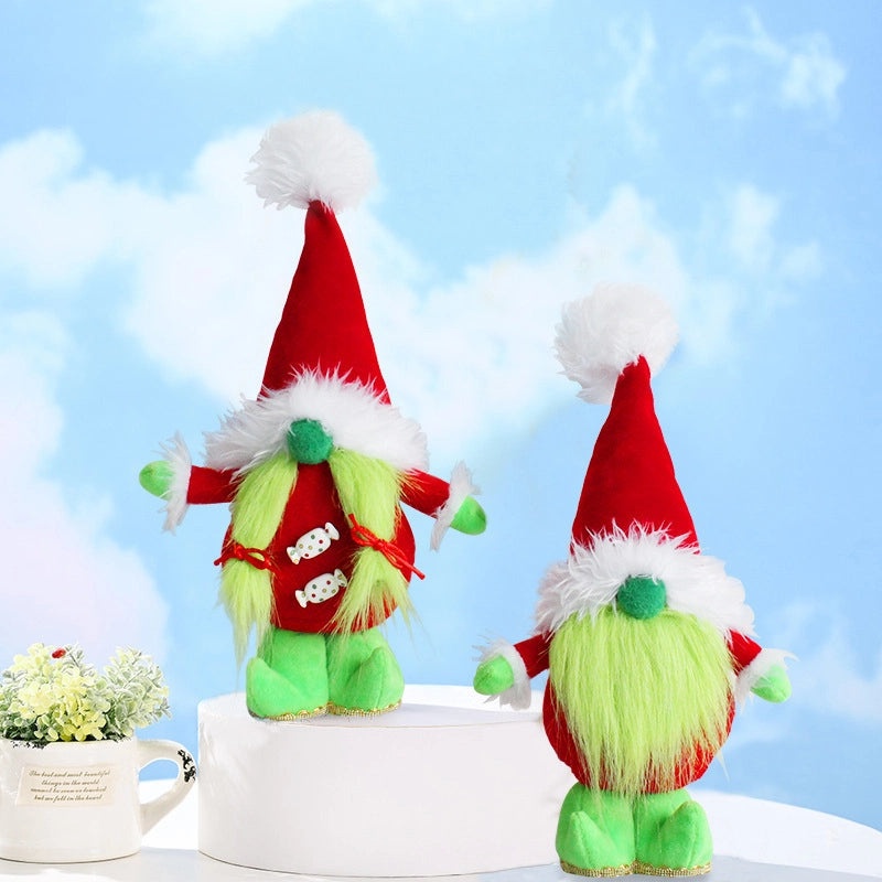 Faceless Green-Haired Monster Elf Doll Standing Figurine Cute Dwarf Decoration|Home Decor Collectibles