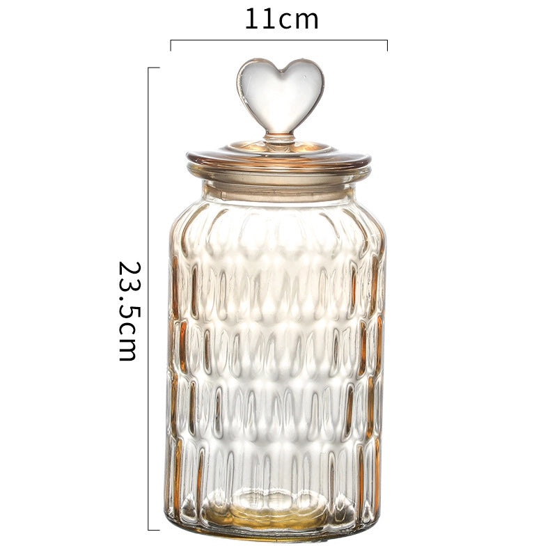 Red Heart Glass Storage Tank for Casual Use|Home Storage & Organization