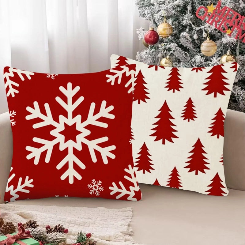 Nordic Christmas Linen Pillow Covers with Snowflake & Letter Design | Home Decor & Pillows