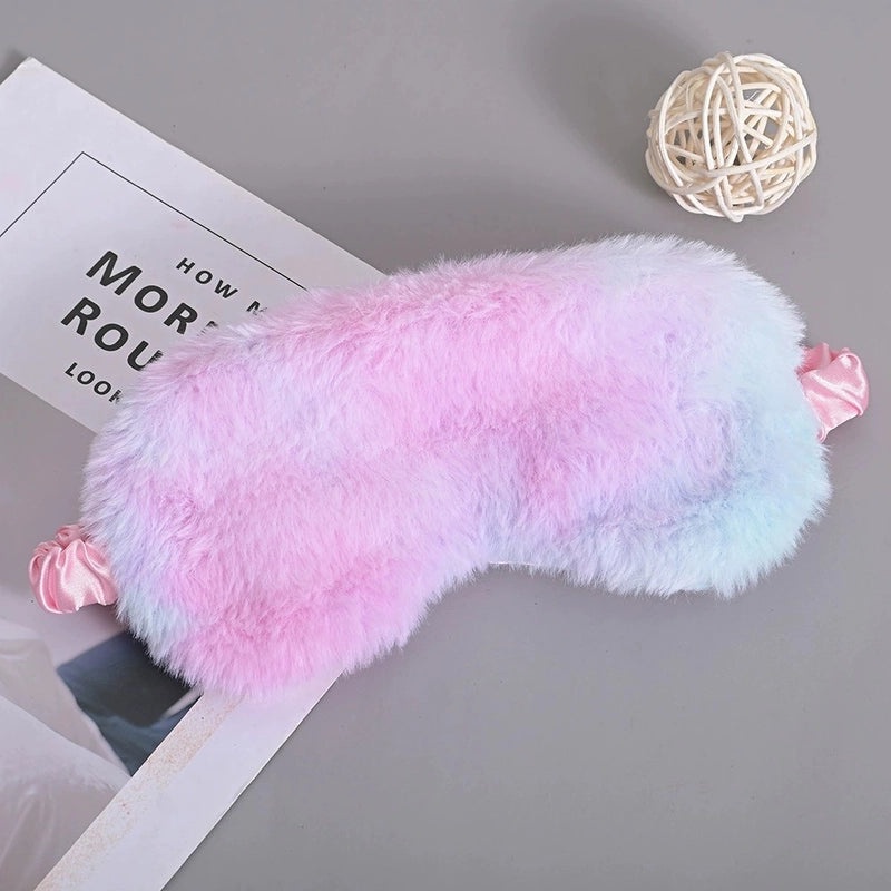 Color Block Tie-Dye Rabbit Hair Eye Mask Minimalist Style | Sleep Masks