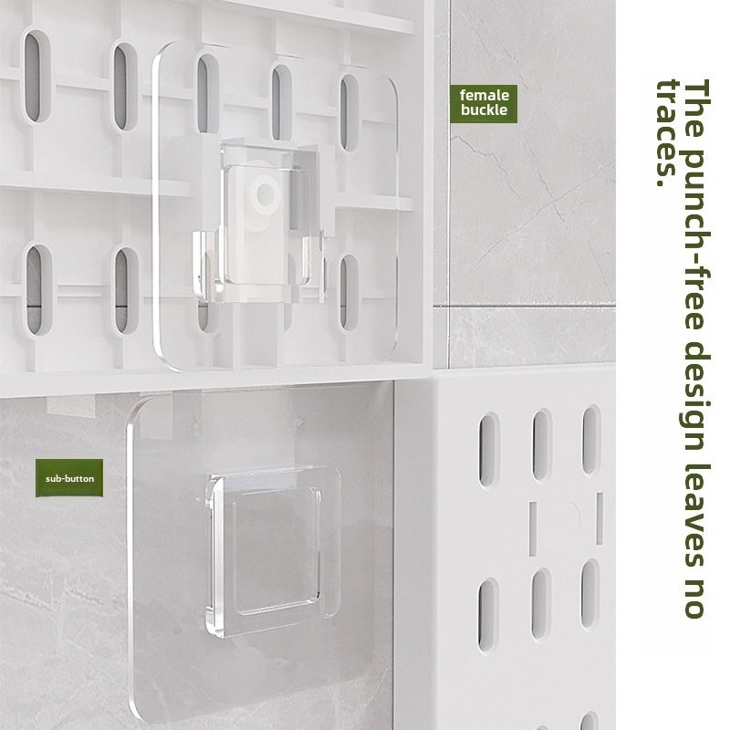 Multi-Functional Wall-Mounted Storage Rack No-Drill Hook Organizer for Kitchen Bathroom Dorm Entrance|Home Storage & Organization