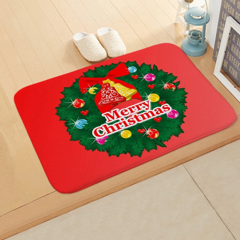 Holiday Santa Snowman Flannel Floor Mat Cozy Christmas Decor|Home & Living/Seasonal Decorations