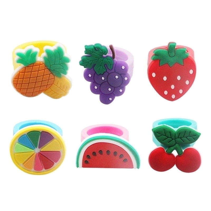 Colorful Cartoon Fruit Epoxy Resin Rings and Bracelets Set|Fashion Jewelry Accessories