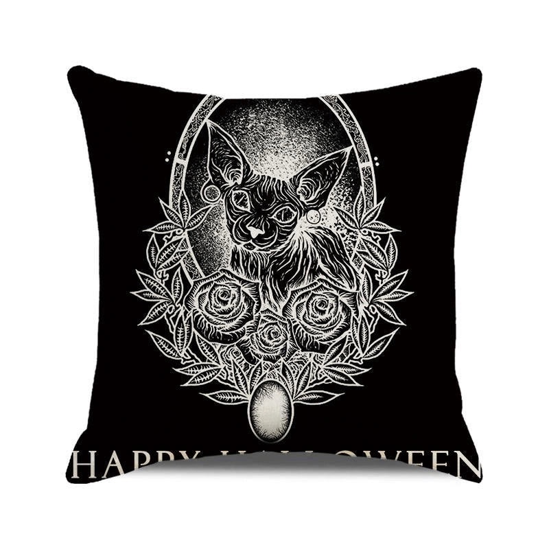 Halloween Skull Cotton Pillow Covers Retro Punk Style for Couch Sofa Decor|Home Decor & Pillows
