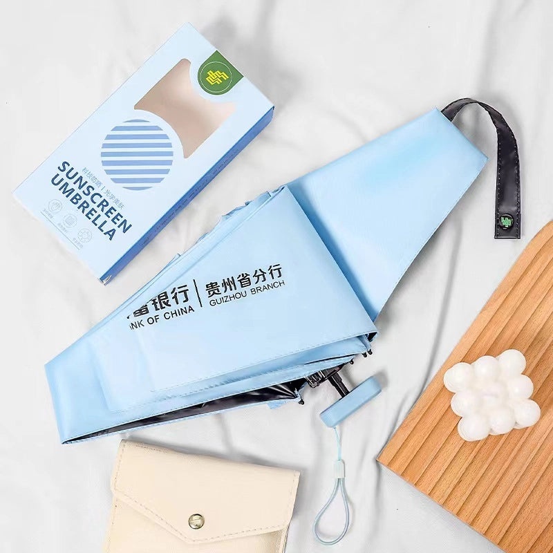 Mini Five-Fold Compact Umbrella | Portable Sun Shade Pocket Umbrella for Sun Protection with Custom Logo | Gifts & Promotional Products