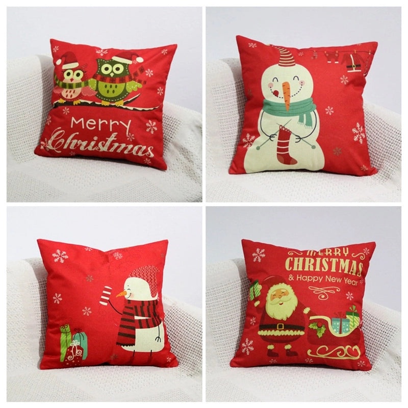 Festive Christmas Pillow Covers with Santa Claus, Owl, and Snowman Designs | Home Decor Pillows