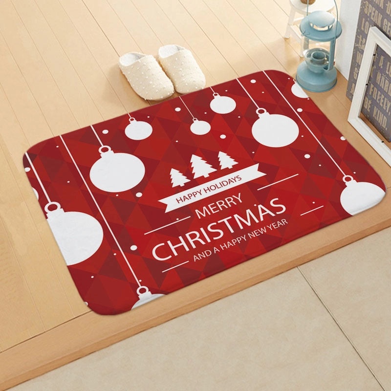 Holiday Santa Snowman Flannel Floor Mat Cozy Christmas Decor|Home & Living/Seasonal Decorations