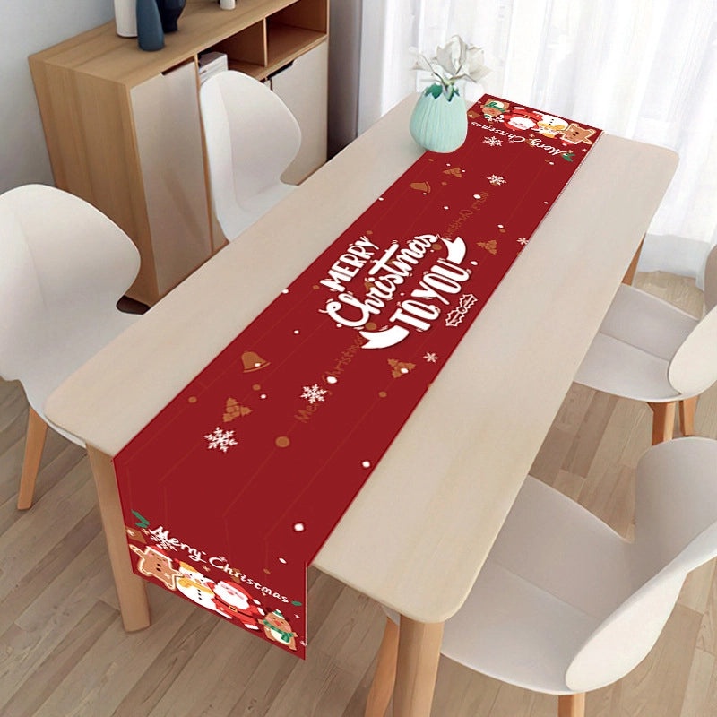 Festive Santa Claus Polyester Tablecloth for Christmas Decor|Home & Kitchen > Table Linens > Tablecloths
