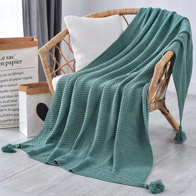 Cozy Solid Color Acrylic Polyester Throw Blanket | Home Textiles & Bedding
