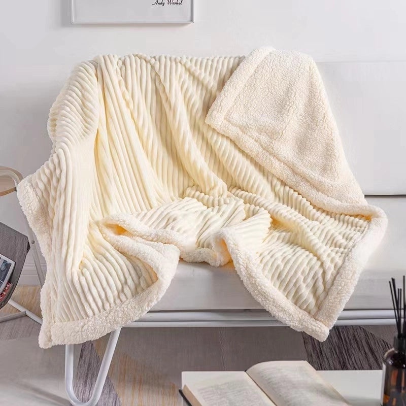 Double Layer Lambskin Flannel Blanket for Summer | Home & Living