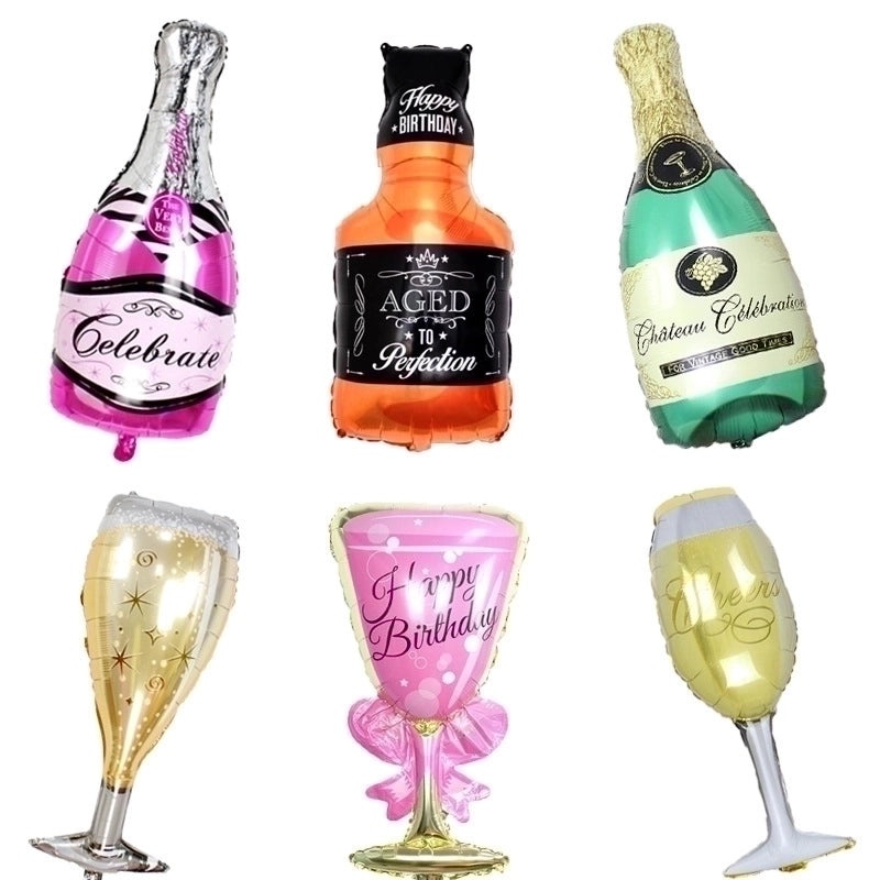5 Pieces Romantic Beer & Wine Glass Balloons for Birthday Party Festival | Party Decorations Balloons