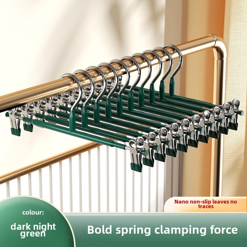 10 Pieces Stainless Steel Non-slip Pants Hangers for Household Clothes Storage and Drying | Home & Kitchen Storage